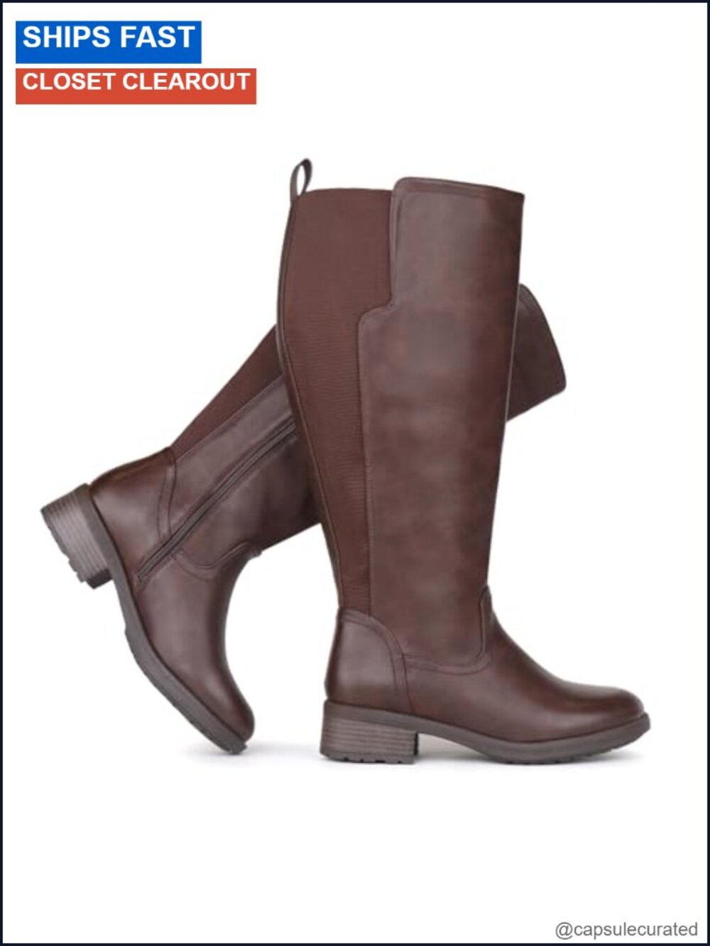Extra Wide Calf Knee High Boots with Side Zipper Stretch Panel